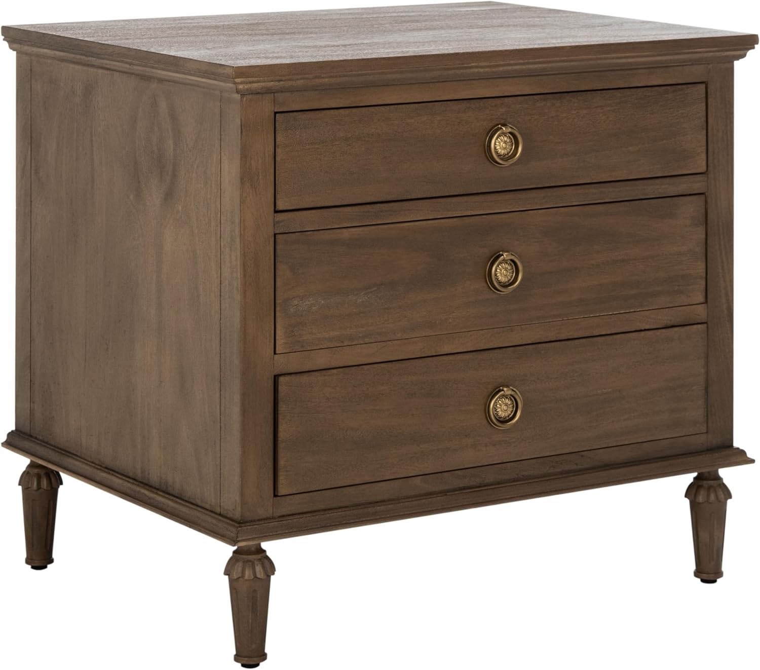 SAFAVIEH Couture Home Collection Lisabet Brown 3-Drawer Wood Nightstand Table (Fully Assembled)