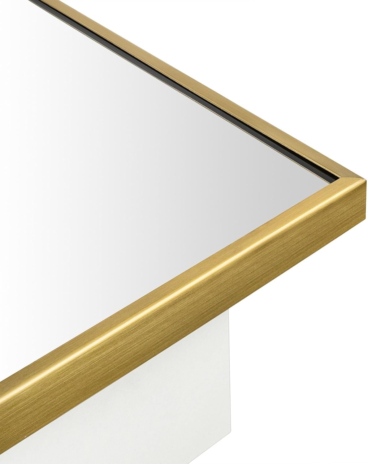TEHOME 16.5'' x 24'' Brushed Gold Recessed and Surface Mount Bathroom Medicine Cabinet with Mirror Brushed Gold Square Cornered Metal Framed Rounded Rectangle Medicine Cabinet Mirror