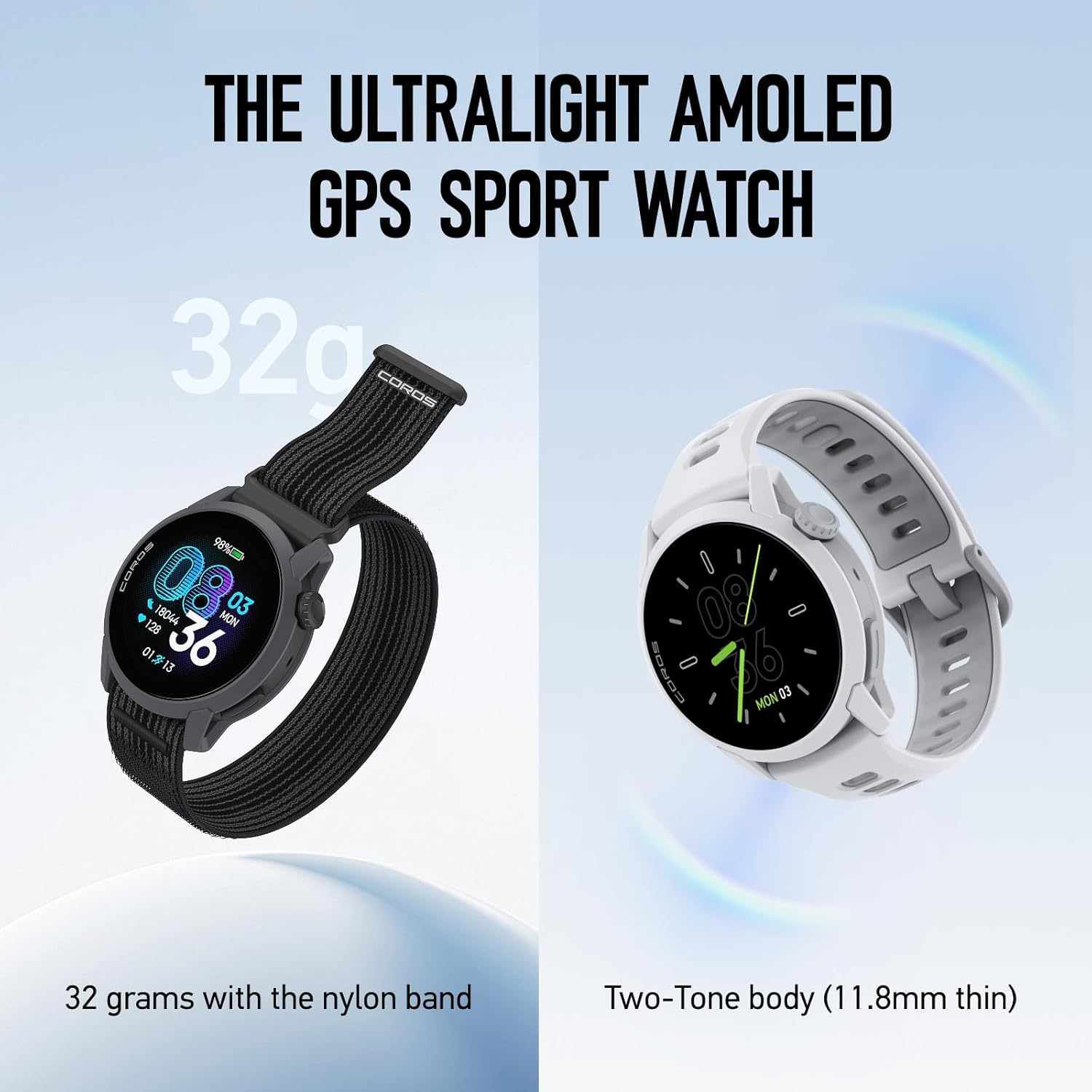 COROS PACE 4 Ultralight Sport GPS Watch, 1.2" AMOLED Touchscreen,19 Days of Daily use, Voice Features, Advanced Training Tools, Accurate GPS, Heart Rate Monitor, Run (White Silicone)