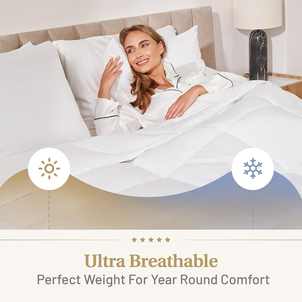Down Alternative Comforter King Size - Fluffy Duvet Insert - Premium Plush All Season - Luxury Breathable Hotel Cooling Comforter - King, White, 104x86 inches - Comes Compressed Packaging