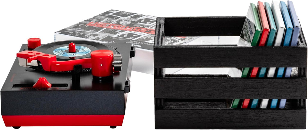 Crosley CR6037BT-RS Rolling Stones RSD3 Mini Turntable with Crate and Six 3-Inch Singles
