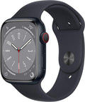 Apple Watch Series 8 (GPS + Cellular, 45MM) Midnight Aluminum Case with Midnight Sport Band - S/M (Renewed)
