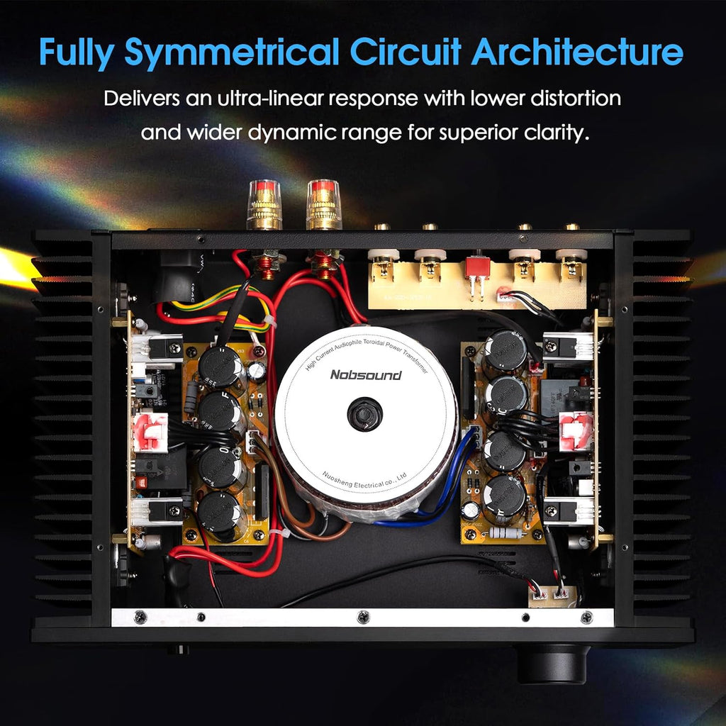 Nobsound Class A Stereo Amplifier: Single-Ended HiFi Integrated Speaker Amp Dual RCA Input Symmetrical Circuit for Home Audio Audiophiles (NS-02G PRO)