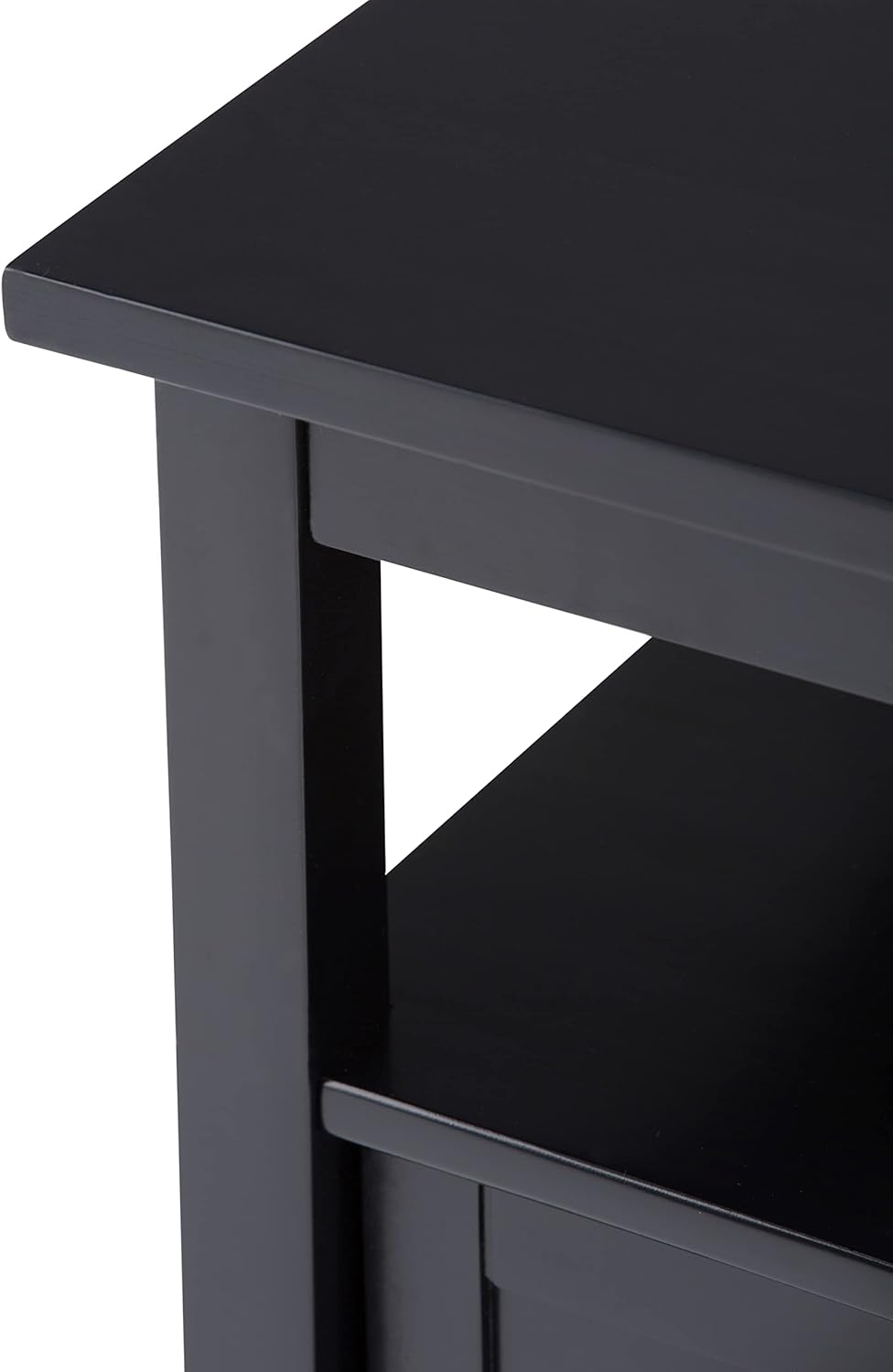 SIMPLIHOME Warm Shaker End Table - 20" Wide x 20" High Solid Wood Side Table in Black, Transitional Accent Table for Living Room or Bedroom with Drawer, Open Shelf and Square Tapered Legs