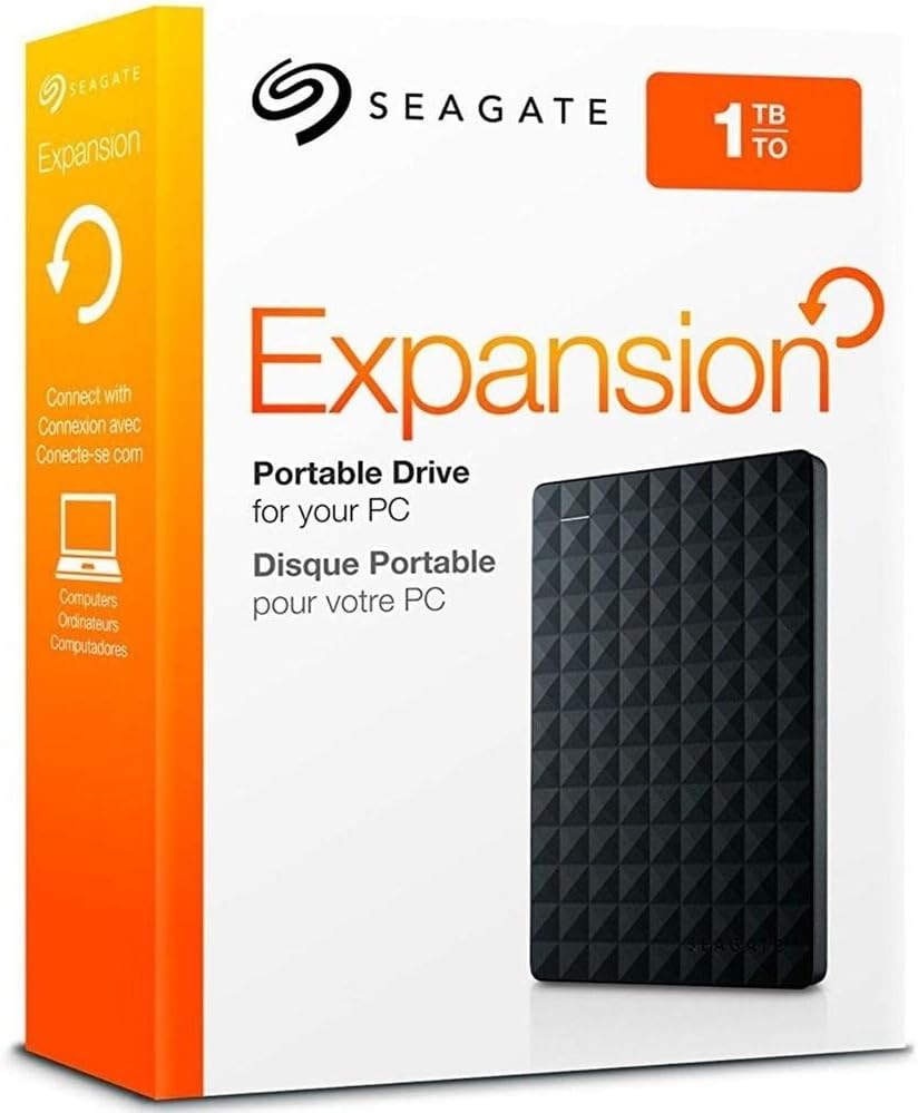 Seagate Expansion Portable 1TB External Hard Drive HDD – USB 3.0 for PC Laptop (STEA1000400)