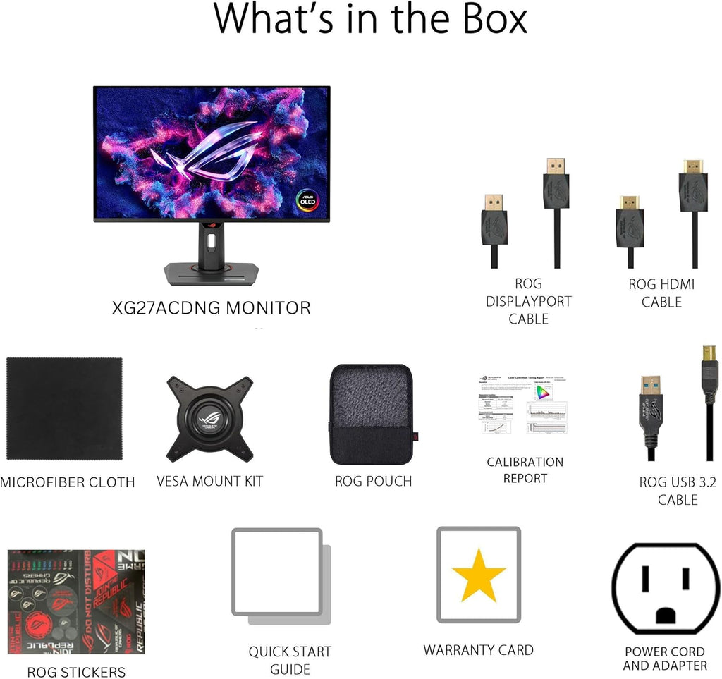 ASUS ROG Strix 26.5” 1440P QD-OLED Gaming Monitor (XG27ACDNG) -QHD (2560x1440), 360Hz, 0.03ms, Custom Heatsink, OLED Care+, G-SYNC Compatible, 99% DCI-P3, DisplayWidget, AI Gaming, 3yr Warranty