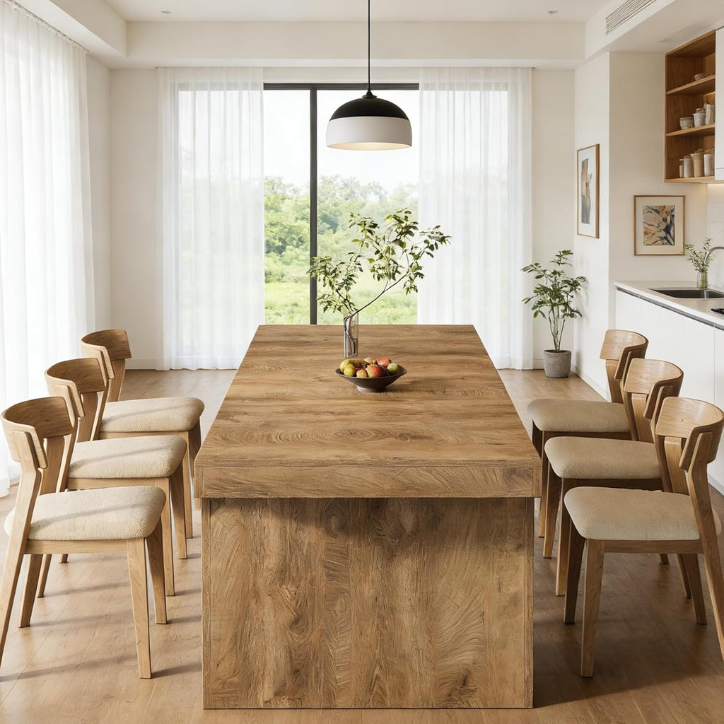 Tribesigns 71" Large Dining Table for 6-8, Farmhouse Kitchen Table, Rectangular Dining Table with Sturdy Reinforced Metal Frame and Curved Legs for Kitchen & Dining Room