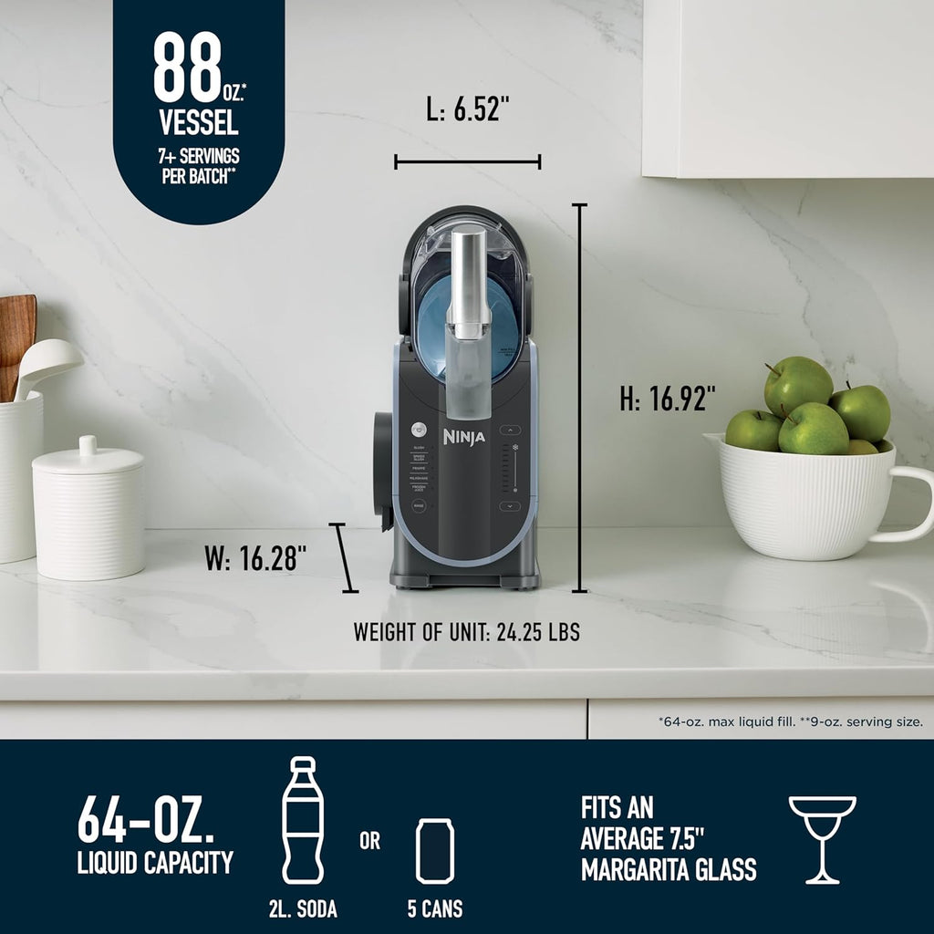 Ninja SLUSHi Frozen Drink & Slushie Machine with RapidChill Technology | 88 oz. Easy Fill Vessel | 5 Preset Programs | Make Margaritas, Frappés, & More | With Dishwasher Safe Parts | Black | FS301
