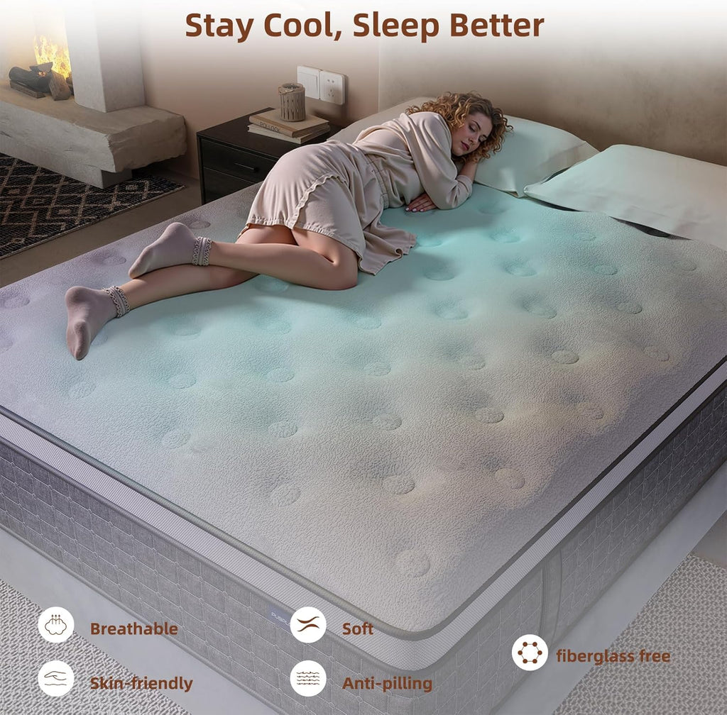PUBPLON Full Size Mattress, 12 Hybrid Full Mattress in a Box, Medium Firm, Memory Foam & Pocket Springs for Pressure Relief, Motion Isolation, CertiPUR-US Certified, Fiberglass Free, 365 Night Trial