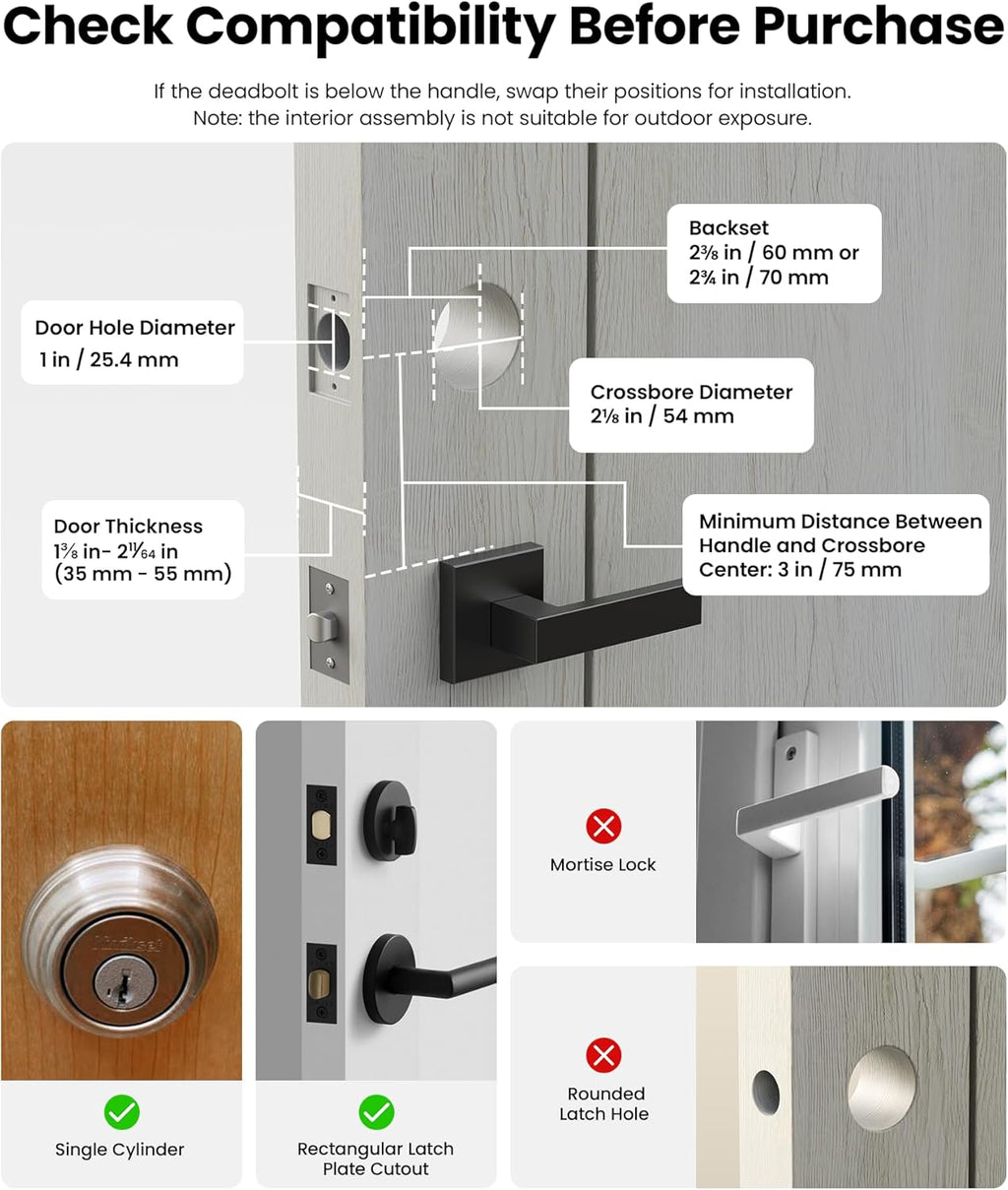 Lockin Veno Smart Lock with Palm Vein, Keyless Entry Smart Locks for Front Door with Doorbell, Fingerprint Lock Built-in WiFi, App Remote Control, 7-Month Battery Life, IP65 Waterproof