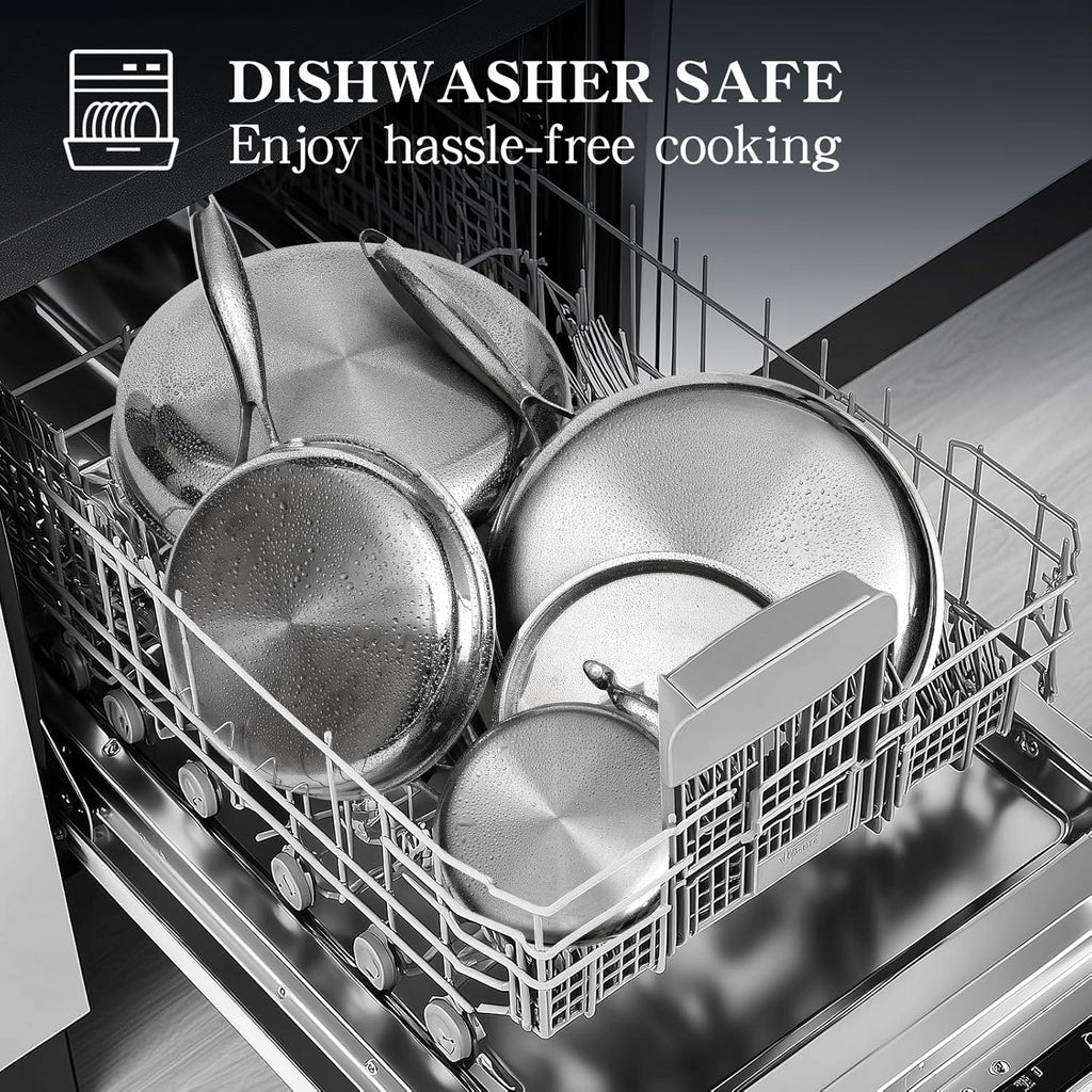 EWFEN Stainless Steel Cookware Set, 3 Ply 17 Piece Stainless Steel Pot and Pan Set, Oven Dishwasher Safe | Induction Compatible Frying Pans, Saucepans, Saute Pan & Stock Pot, PFOA, PTFE & PFOS Free