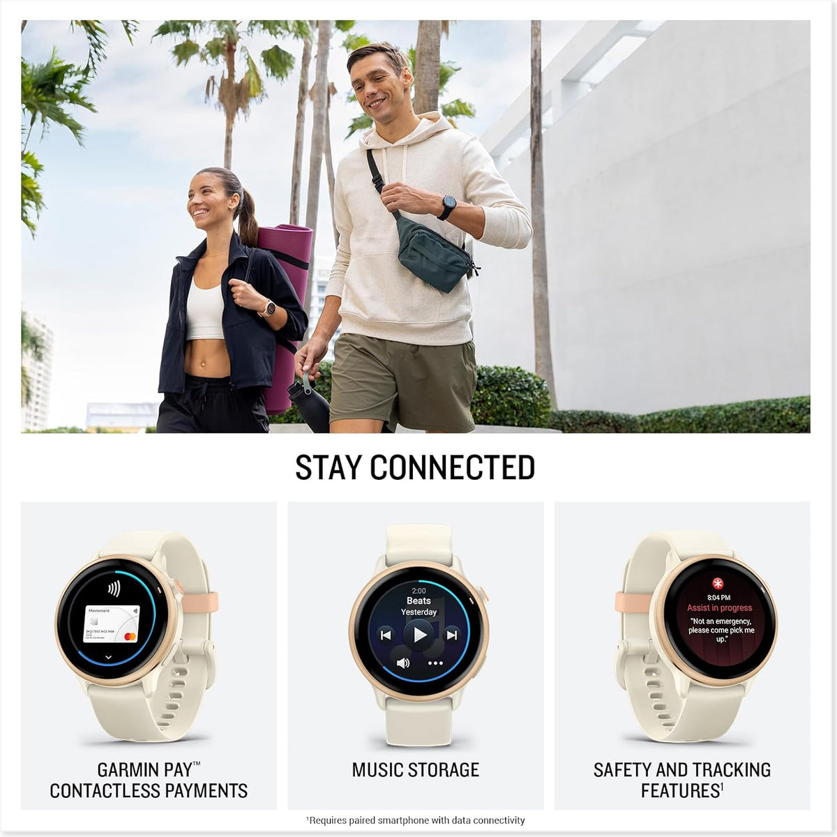 Garmin vívoactive® 6, Health and Fitness GPS Smartwatch, AMOLED Display, Up to 11 Days of Battery, Metallic Pink Dawn with Bone Band