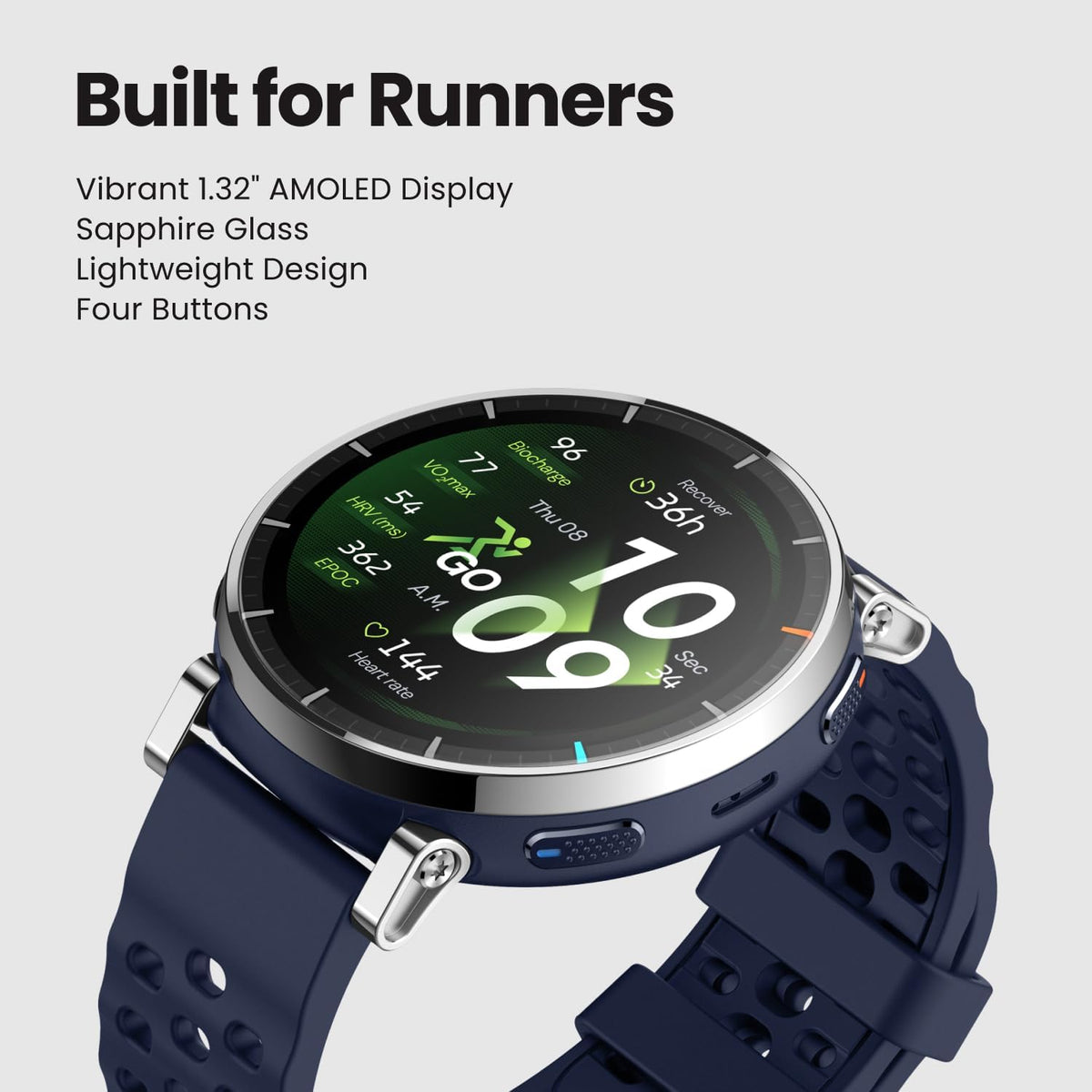 Amazfit Active 3 Premium GPS Running Smart Watch, 1.32" AMOLED Sapphire Display, 12-Day Battery, 4GB Storage, Offline Maps, 170+ Workout Modes, 5 ATM, Heart Rate & Fitness Tracker for Android & iPhone