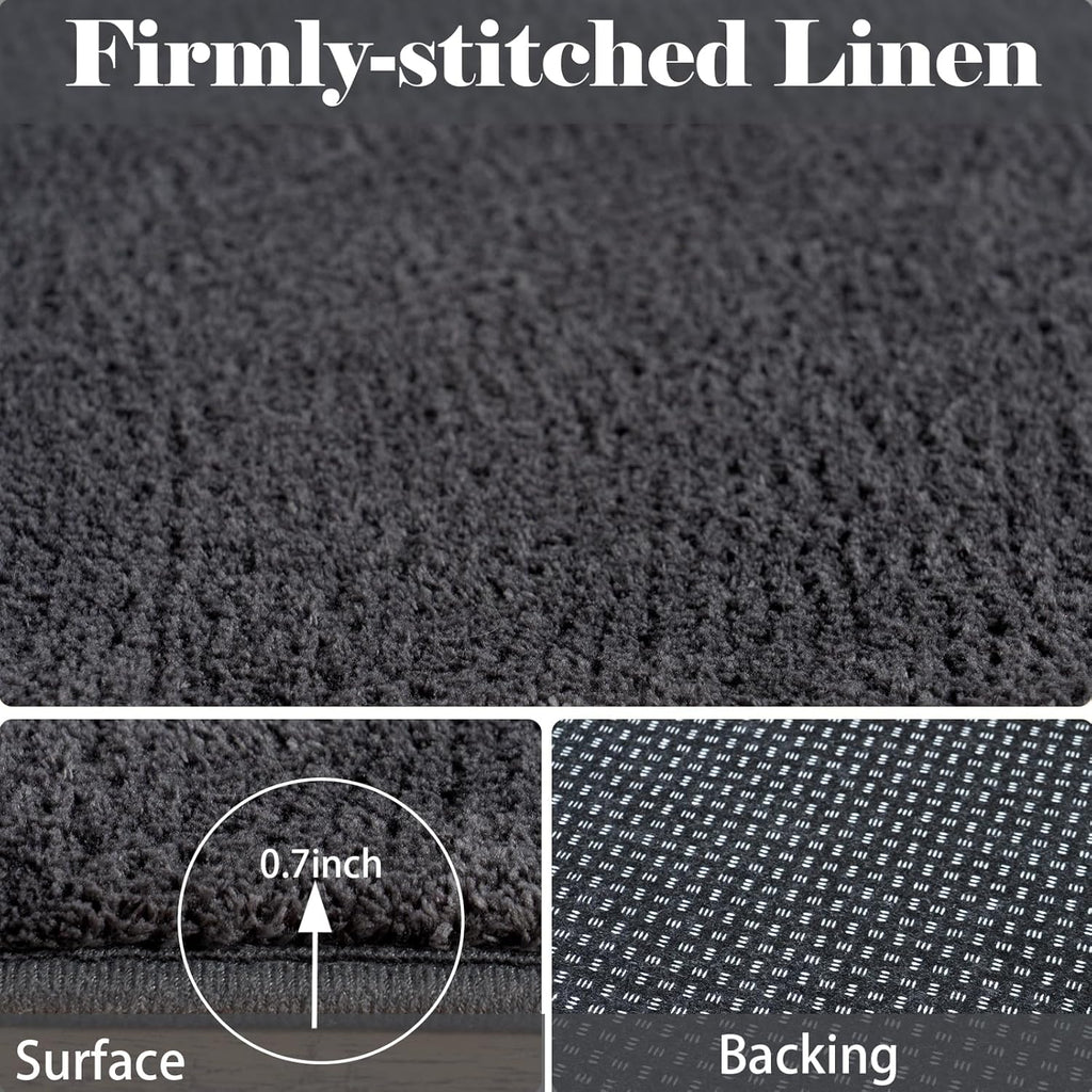Large Area Rugs for Bedroom Living Room - 8x10 Feet Ultra Soft Dark Grey Rug Thickened with Memory-Foam, Solid Modern Minimalist Carpets for Home Decor, Non-Slip and Comfy Nursery Room Rugs