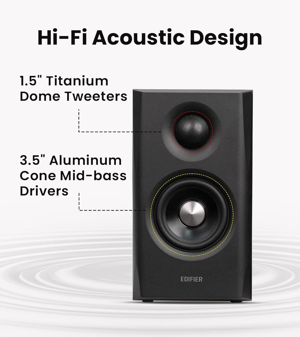Edifier S355DB 2.1 Powered Bookshelf Speakers with Wireless 8" Subwoofer, 150W Tri-Amp Hi-Res Audio, Computer Speaker System, Bluetooth 6.0 with LDAC, HDMI/Optical/Coaxial Inputs for PC, TV (Black)