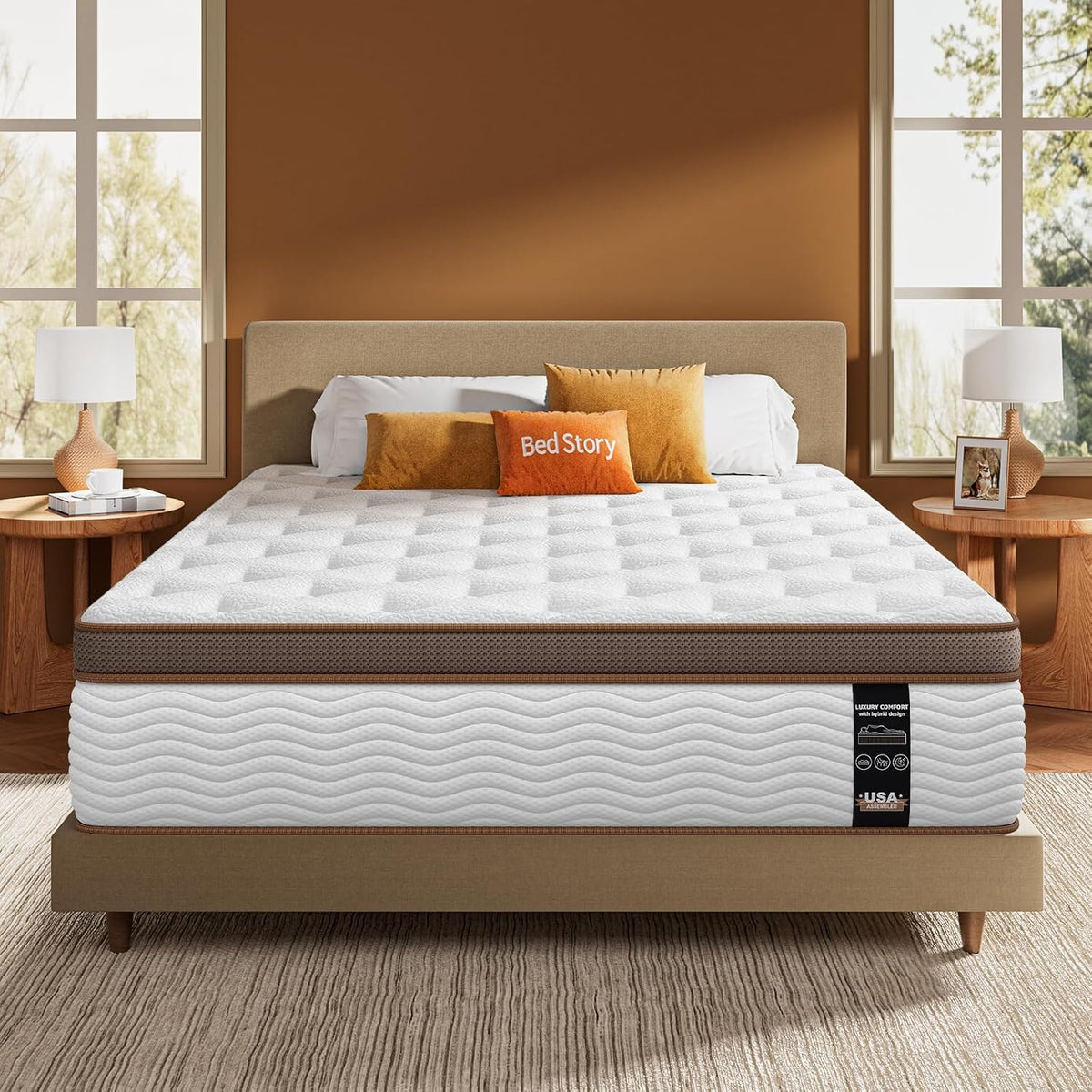 BedStory Queen Size Mattress - 14 Inch Hybrid Mattresses with Orthopedic Spinal Support & Motion Isolation - Individually Pocketed Springs, CertiPUR-US Certified Memory Foam