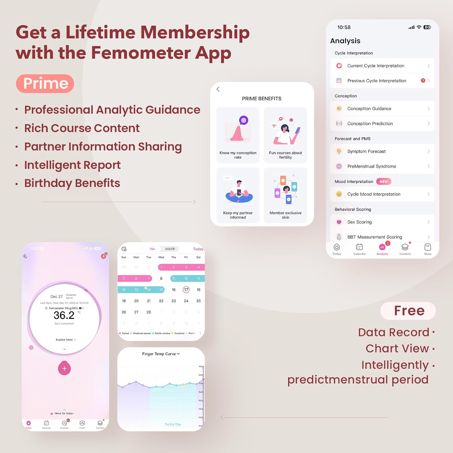 femometer Ring Gen1 for Fertility and Ovulation Tracking - Size First Sizing Kit - App Auto-Sync - Period & BBT Tracker - Sleep Analysis for Women - Rechargeable & Waterproof Size9