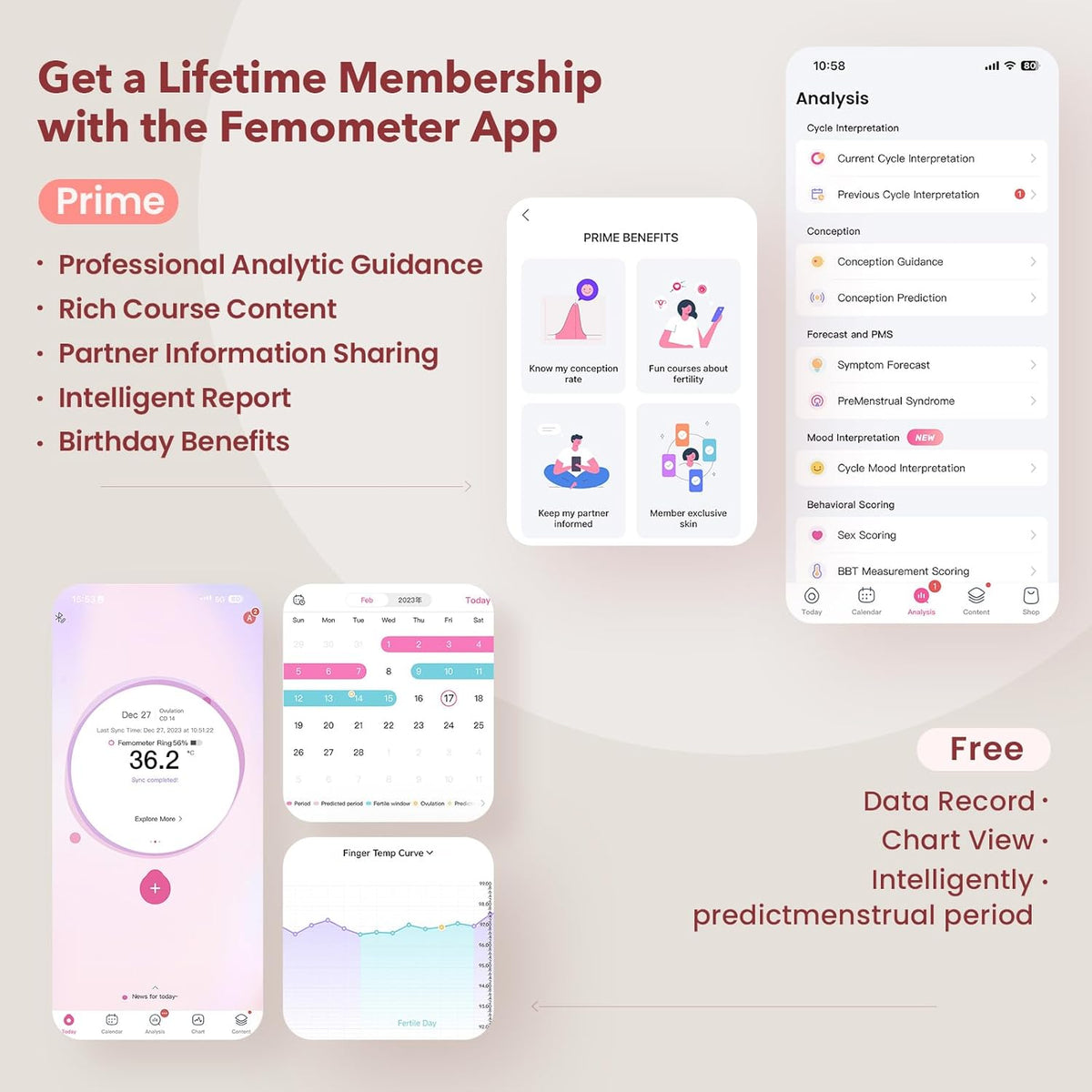 femometer Ring Gen1 for Fertility and Ovulation Tracking - Size First Sizing Kit - App Auto-Sync - Period & BBT Tracker - Sleep Analysis for Women - Rechargeable & Waterproof Size9