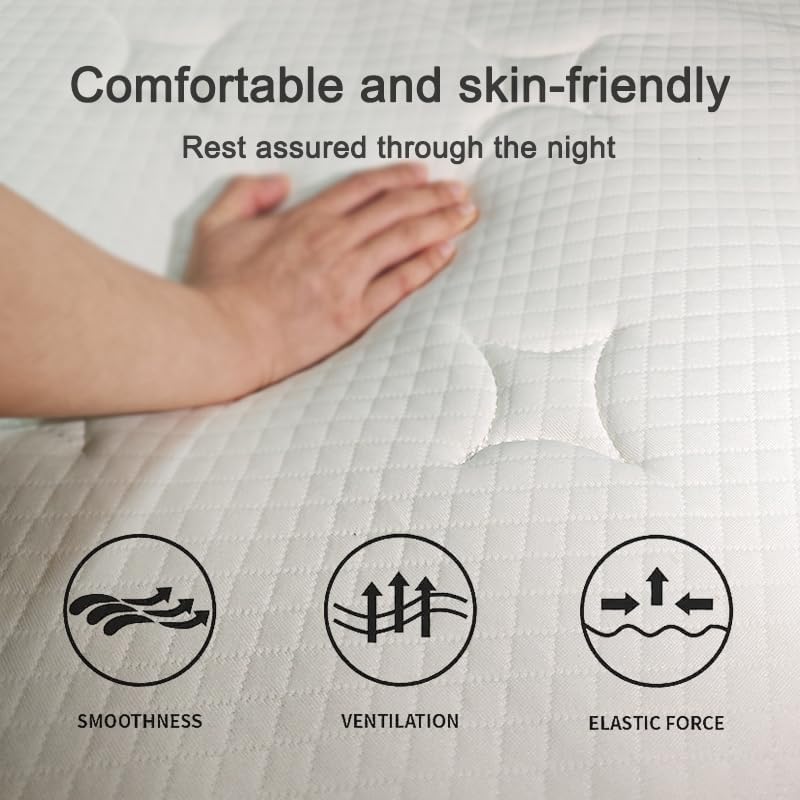 Queen Size Mattress, 10 Inch Plush Comfort, Pocketed Coil Mattress in a Box, 60x80 Inch Queen Bed Mattress with Supportive Quiet Design