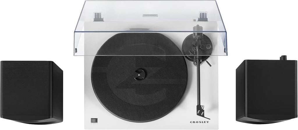 Crosley KT6101-WH Belt-Drive Bluetooth Turntable with Built-in Preamp and Included Speakers, White