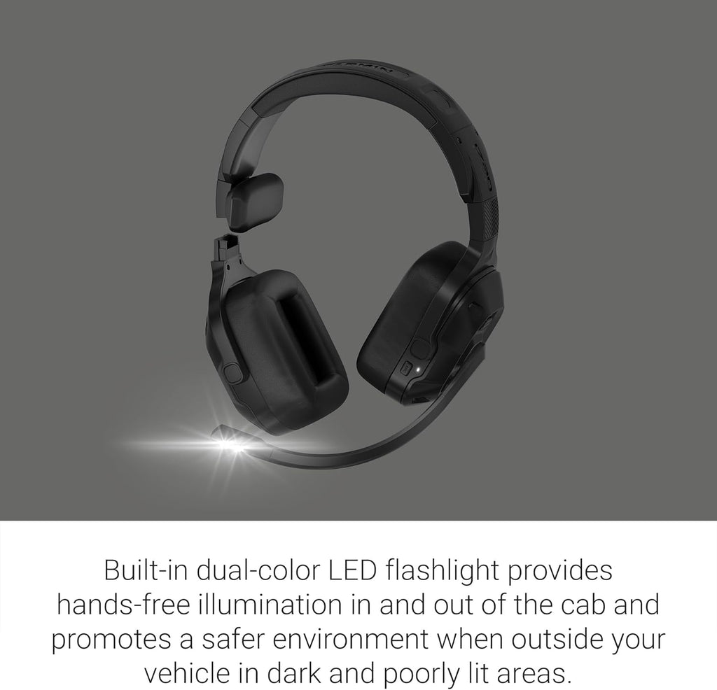 Garmin dēzl™ Headset 210, 2-in-1 Premium Trucking Headset, Active Noise Cancellation, Long Battery Life, 60 Hours of Talk Time, Built-in LED Flashlight, Convertible Design