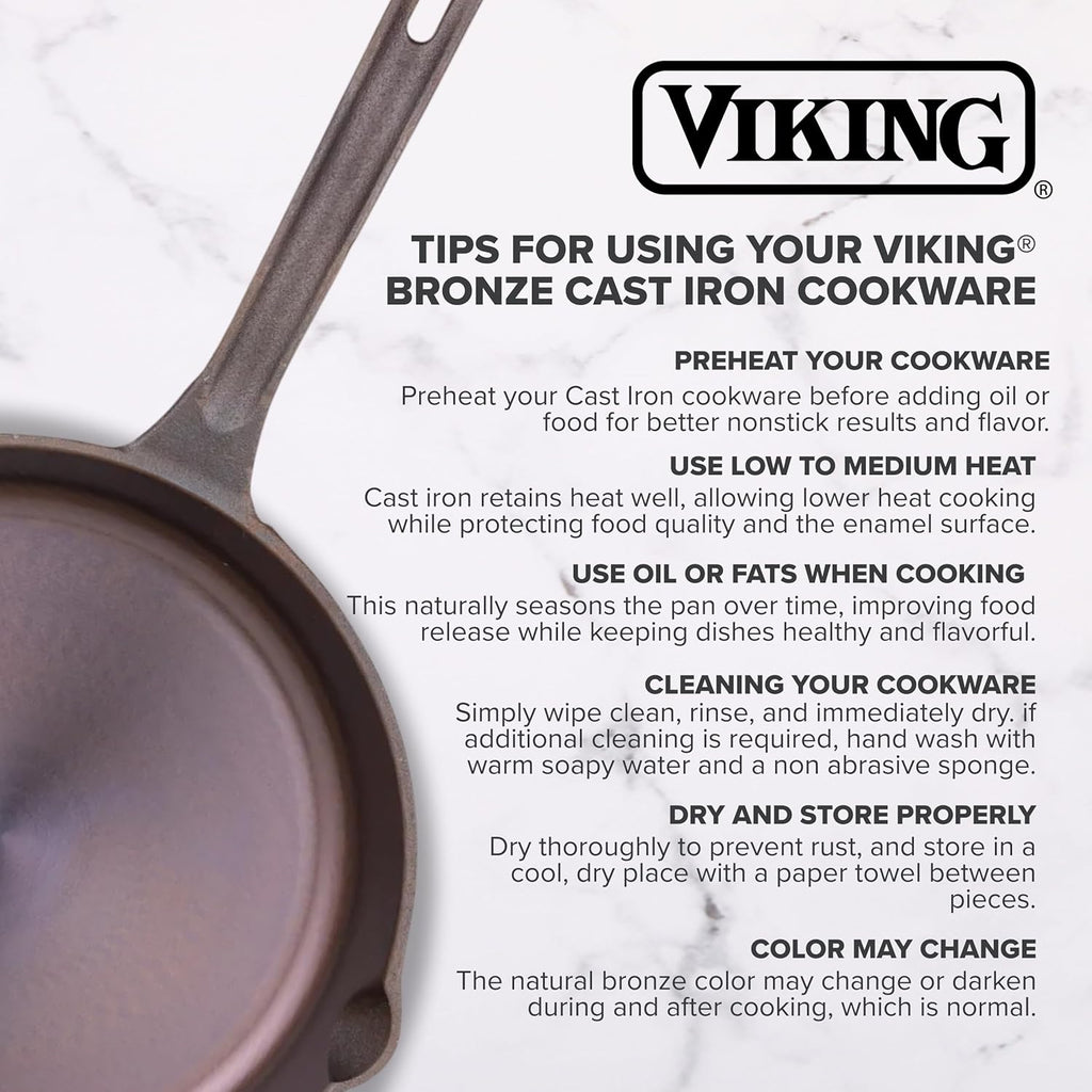 Viking Nonstick 5 Quart Dutch Oven with Self-Basting Lid, Bronze Cast Iron Cookware Pot, Made without PFAS, Induction Compatible, Oven Safe to 500F