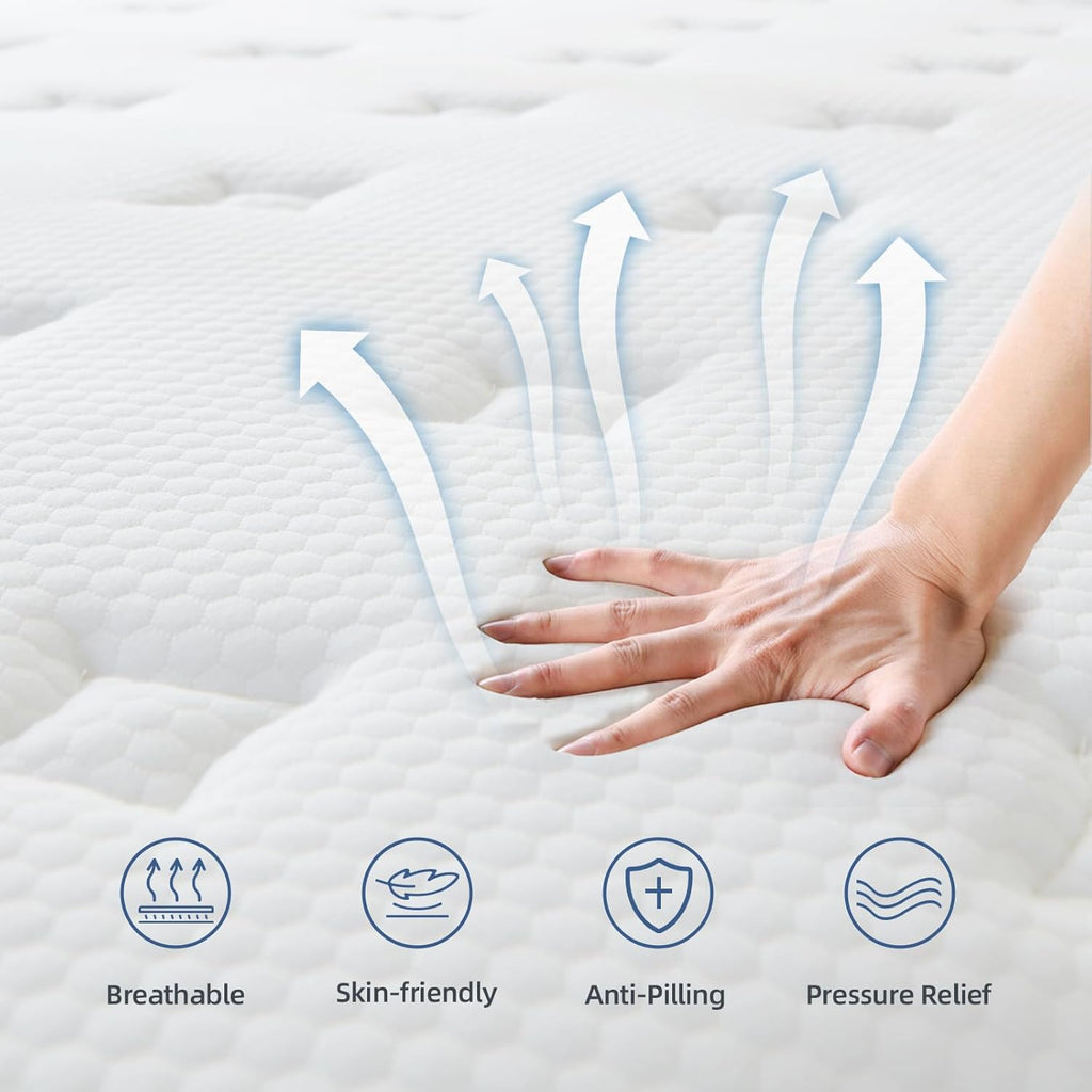 King Size Mattress, 10 Inch Hybrid Memory Foam Mattress in a Box with Pocket Springs, Medium Firmness, Pressure Relief & Motion Isolation, CertiPUR-US Certified