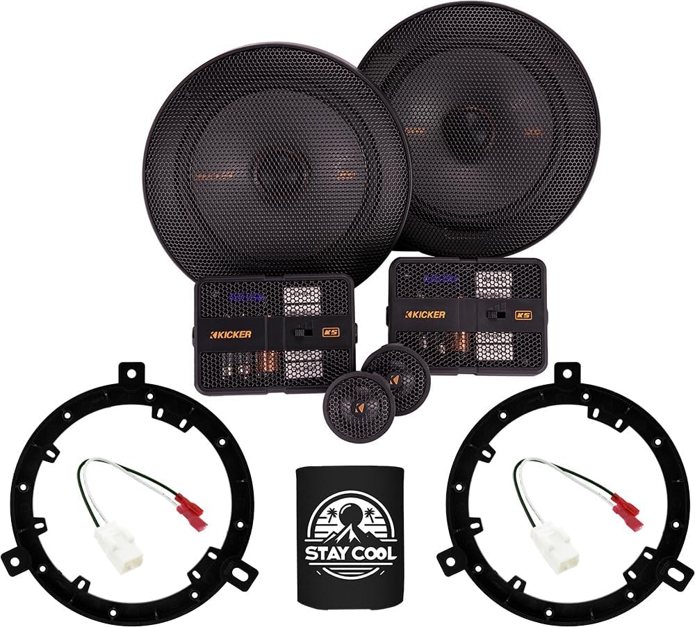 KICKER Speakers 6.75 inch for Jeep Wrangler 2007-2017 Upgrade Kit - Pair of KS Series with Adapters and Harness, Component 6 3/4 Car Audio Front Dash or Rear Overhead Speaker KSS670, 51KSS6704