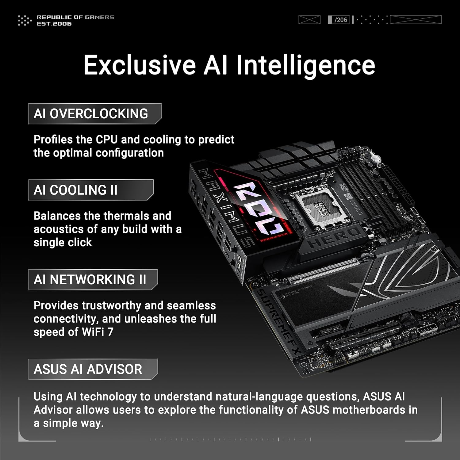 ASUS ROG Maximus Z890 Hero Intel Z890 LGA1851 DDR5 9200 HDMI 2xUSB4 6X M2 USB3.2 WiFi 7 + BT Aura RGB 5Gbit + 2.5Gbit LAN ATX 22+1+2+2 Power Phases, Motherboard