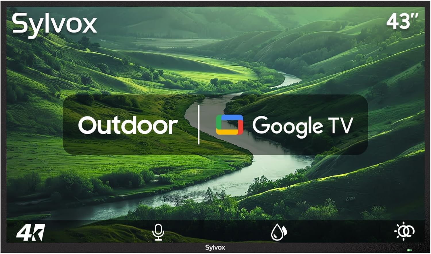 SYLVOX 43" Outdoor Smart TV with Cover, 4K Weatherproof TV for Patio & Backyard, 700-Nit Brightness, IP55 Waterproof, Partial Sun (Patio Series)