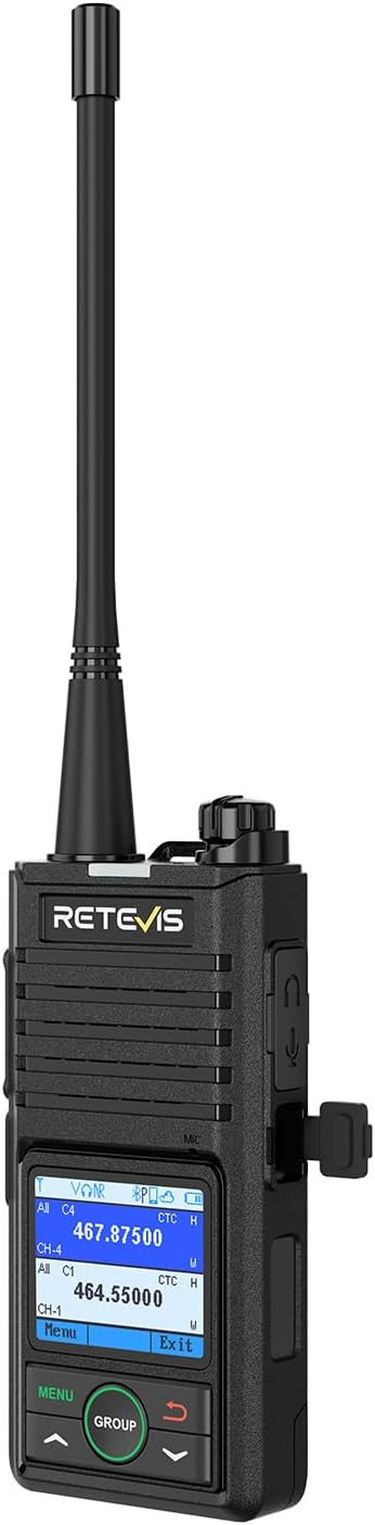 Retevis RB58 Bluetooth Walkie Talkies with Wireless Earpieces,IP54 Two Way Radio with Noise Cancelling,APP Control,Group Call,1800mAh,NOAA,VOX,Emergency Alarm,for Hunting Camping Family(2 Pack)