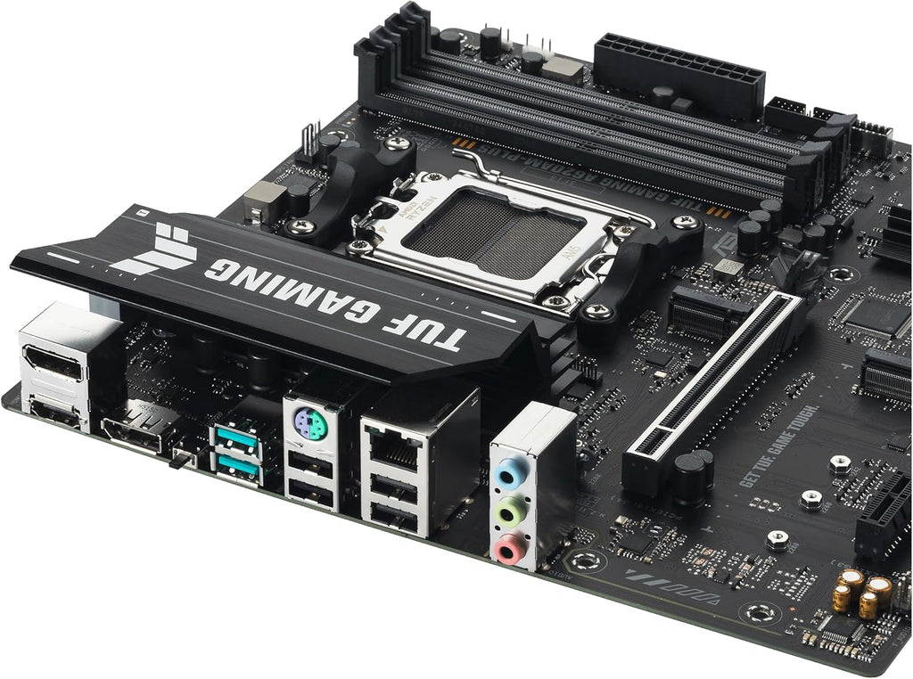 TUF Gaming A620AM-PLUS WiFi AMD A620A mATX Motherboard, 8+2+1 Power Stages, DDR5, PCIe 4.0, Dual M.2 Slots, WiFi 6, 2.5Gb Ethernet, Dual DisplayPort, HDMI, Rear USB-A 10Gbps, Front USB-C 10Gbps