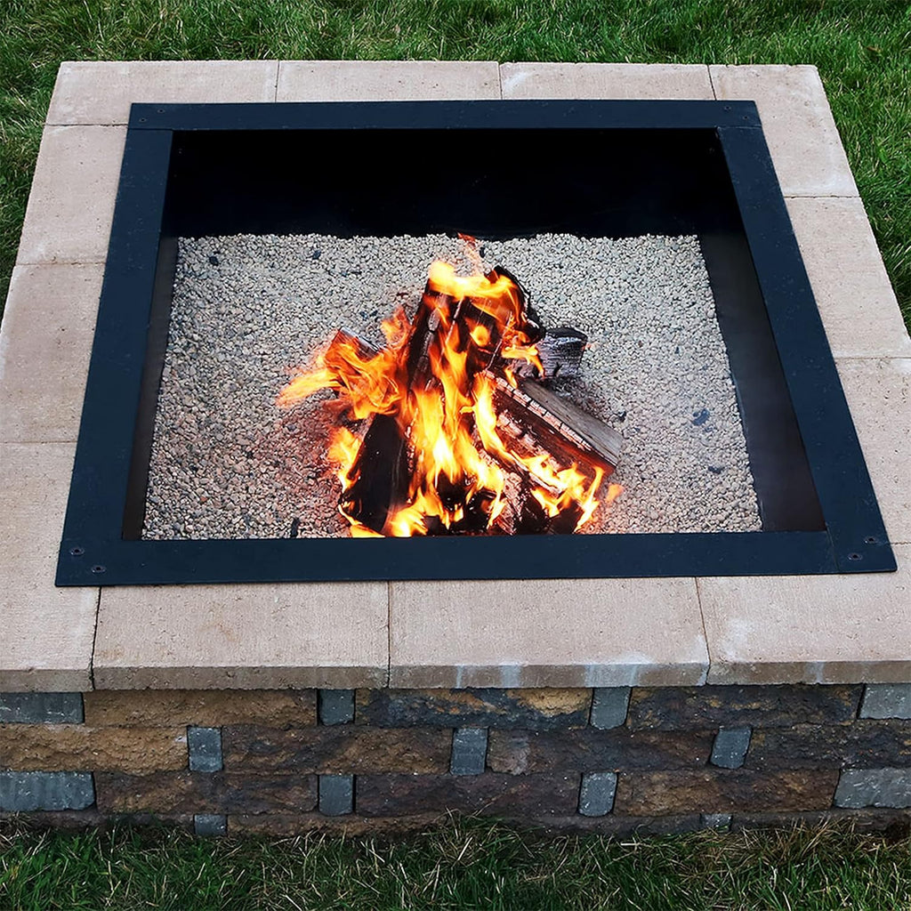 Sunnydaze Fire Ring for Outside - Heavy-Duty Wood-Burning Metal Fire Pit Ring Insert - 36-Inch Square Outer/30-Inch Square Inner Diameter