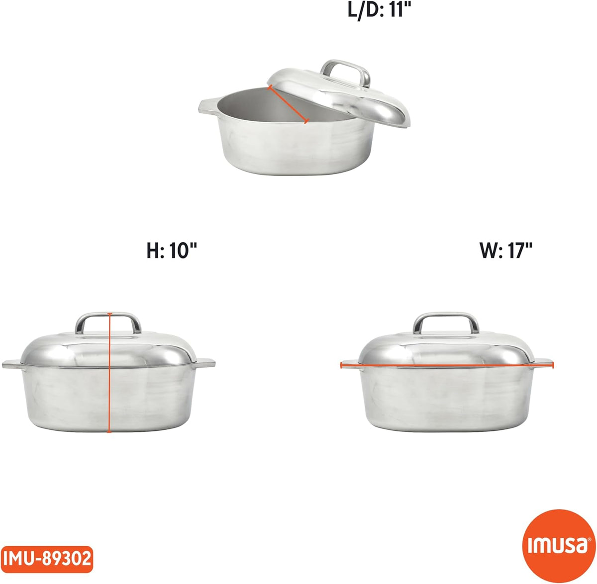 IMUSA USA Heavy Duty Cajun Oval Aluminum Roaster 15, Silver