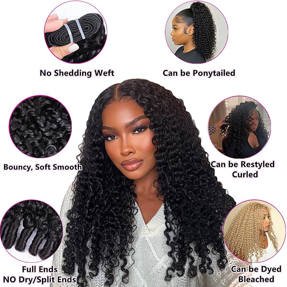 Burmese Curly Bundles Human Hair 20 22 24 Inch Curly Human Hair Bundles with Spiral End 3Pcs 12A Unprocessed Virgin Hair Quick Weave for Women Natural Black