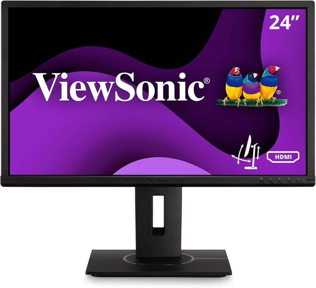 ViewSonic VG2440 24 Inch 1080p Monitor, VA Display for Smooth Home and Office Productivity, Advanced Ergonomics, HDMI, DisplayPort, VGA, and USB Inputs