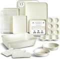 Country Kitchen Nonstick Stackable Bakeware Set - Deluxe Heavy Duty, Durable, Easy Release Baking Set, Cream, 13 Pcs