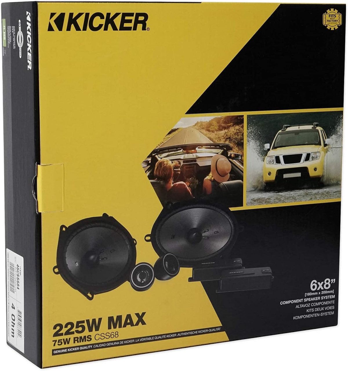 Kicker 46CSS684 Car Audio 6x8 Component Full Range Stereo Speakers Set CSS68 (Renewed)