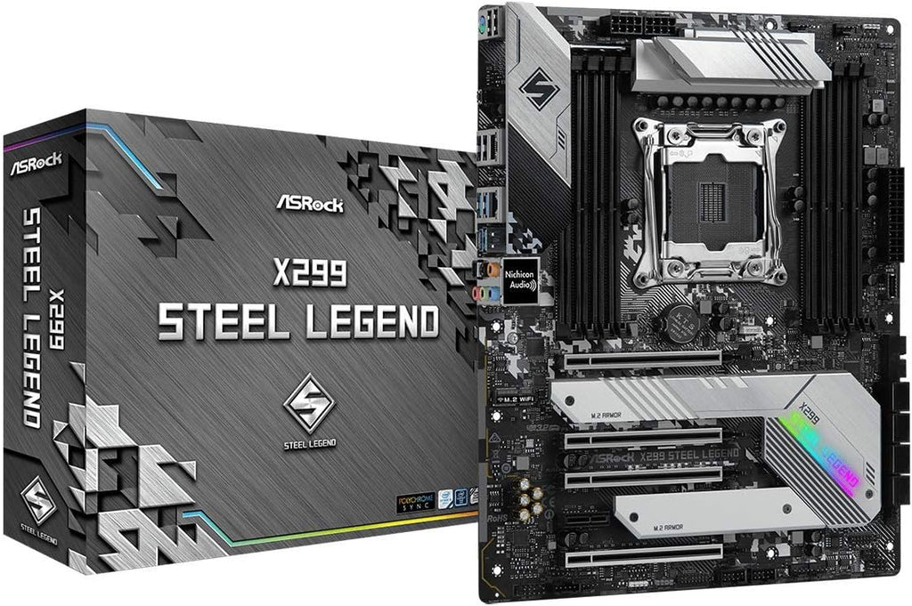 ASRock X299 Steel Legend LGA2066 ATX Motherboard | Intel Core X-Series | DDR4 4200+ (OC) | Dual M.2 | USB 3.2 Gen2x2 | Dual Intel LAN | 11 Phase Power | RGB Lighting