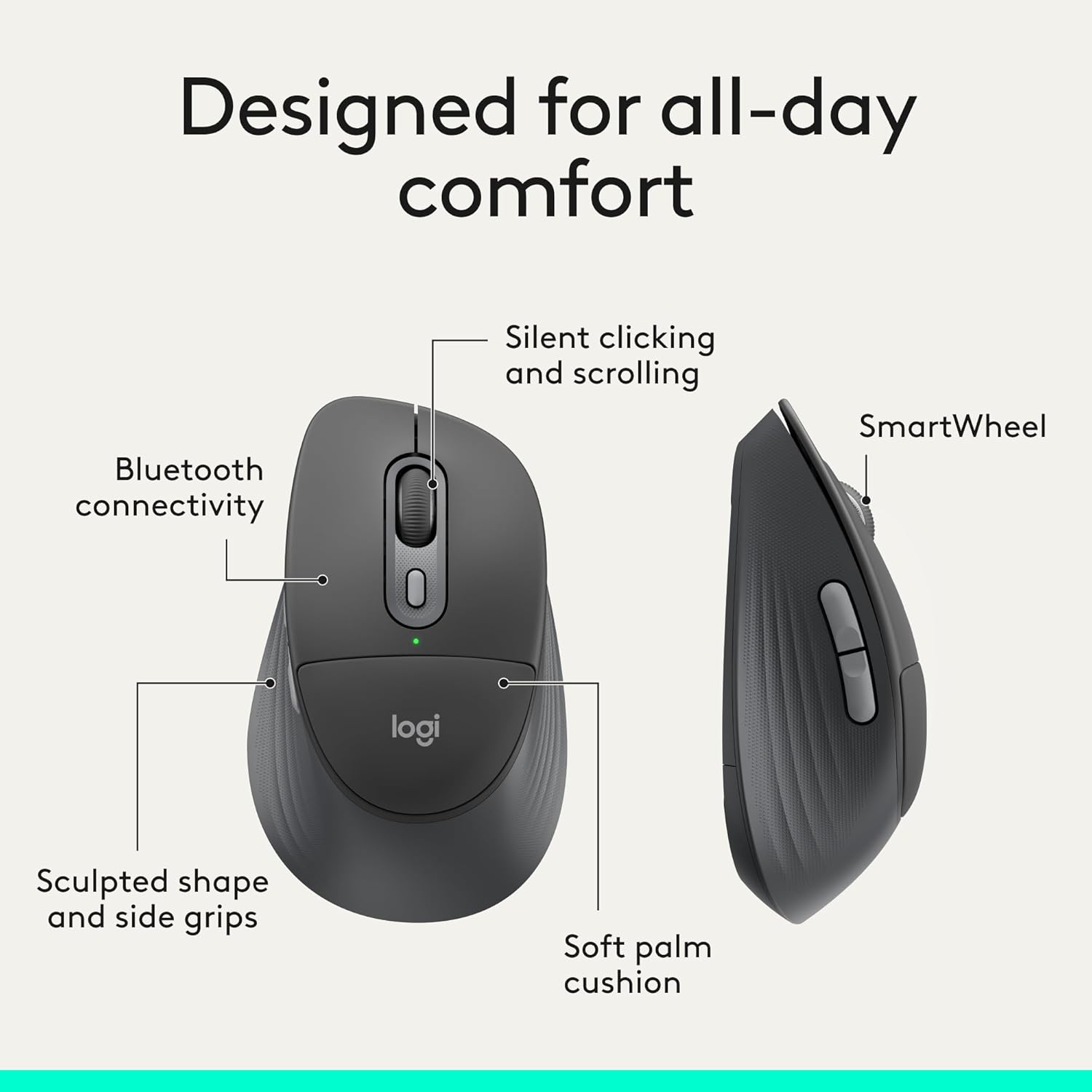 Logitech Signature Comfort Plus Combo MK880 Wireless Keyboard and Mouse Combo, Full-Size Comfort Keyboard with Palm Rest, Silent Clicks, Bluetooth, for Windows and macOS - Graphite