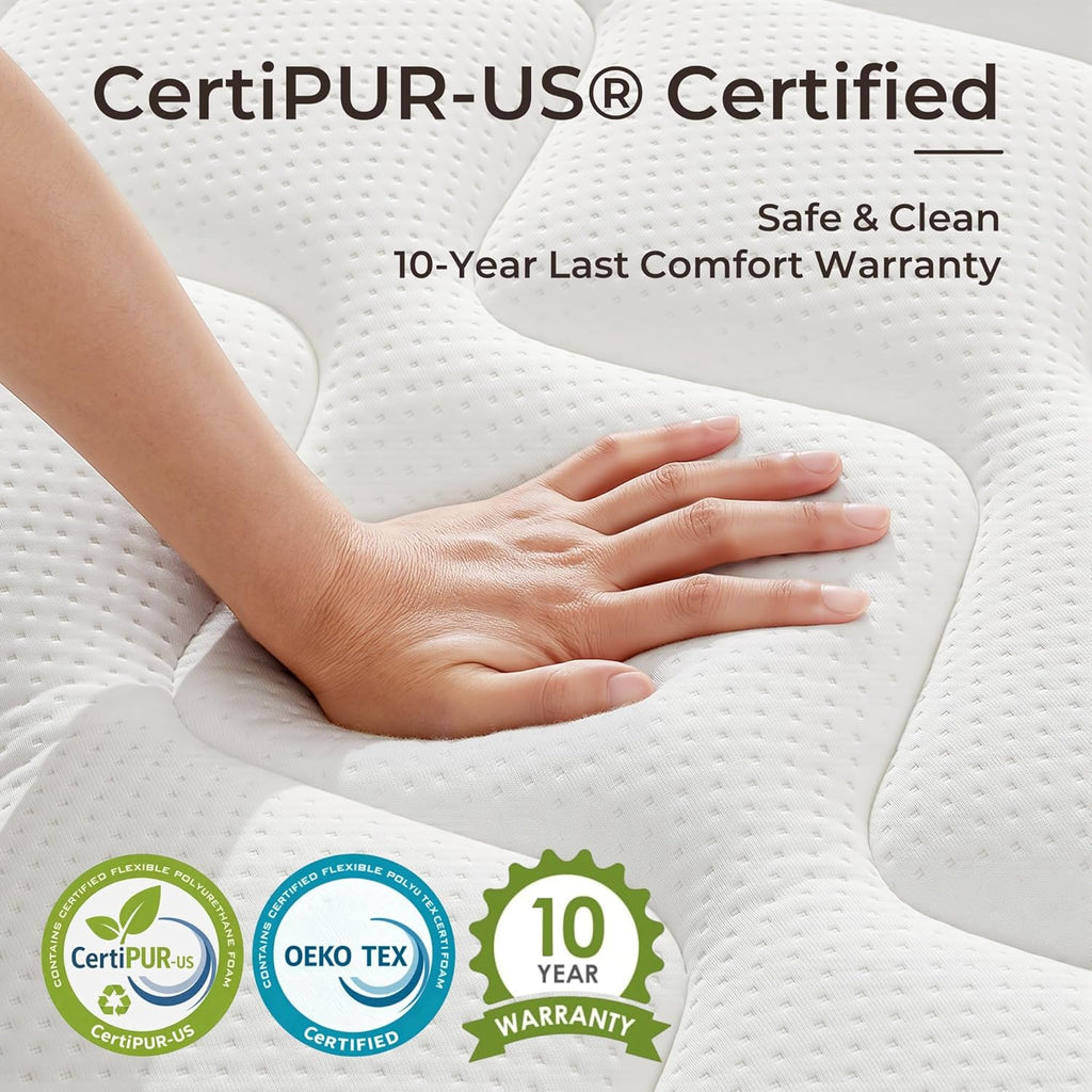 12 Inch Full Mattress, Medium Firm Hybrid Mattress Full with Zoned Pocket Springs & Memory Foam for Pressure Relief, Motion Isolation | Fiberglass-Free, CertiPUR-US Certified | 75"*54"