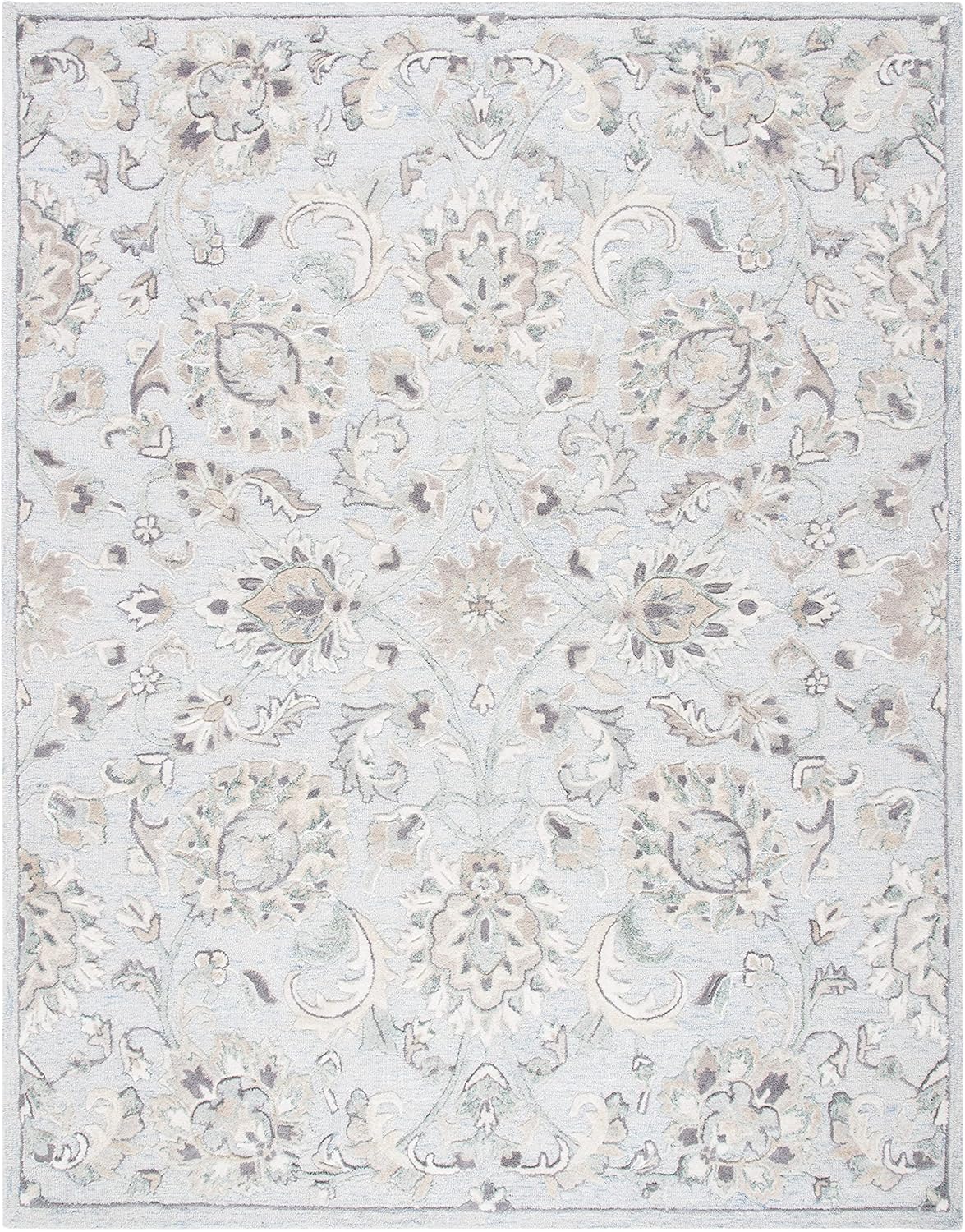 SAFAVIEH Glamour Collection Area Rug - 9' x 12', Light Blue & Ivory, Handmade Wool, Ideal for High Traffic Areas in Living Room, Bedroom (GLM624L)