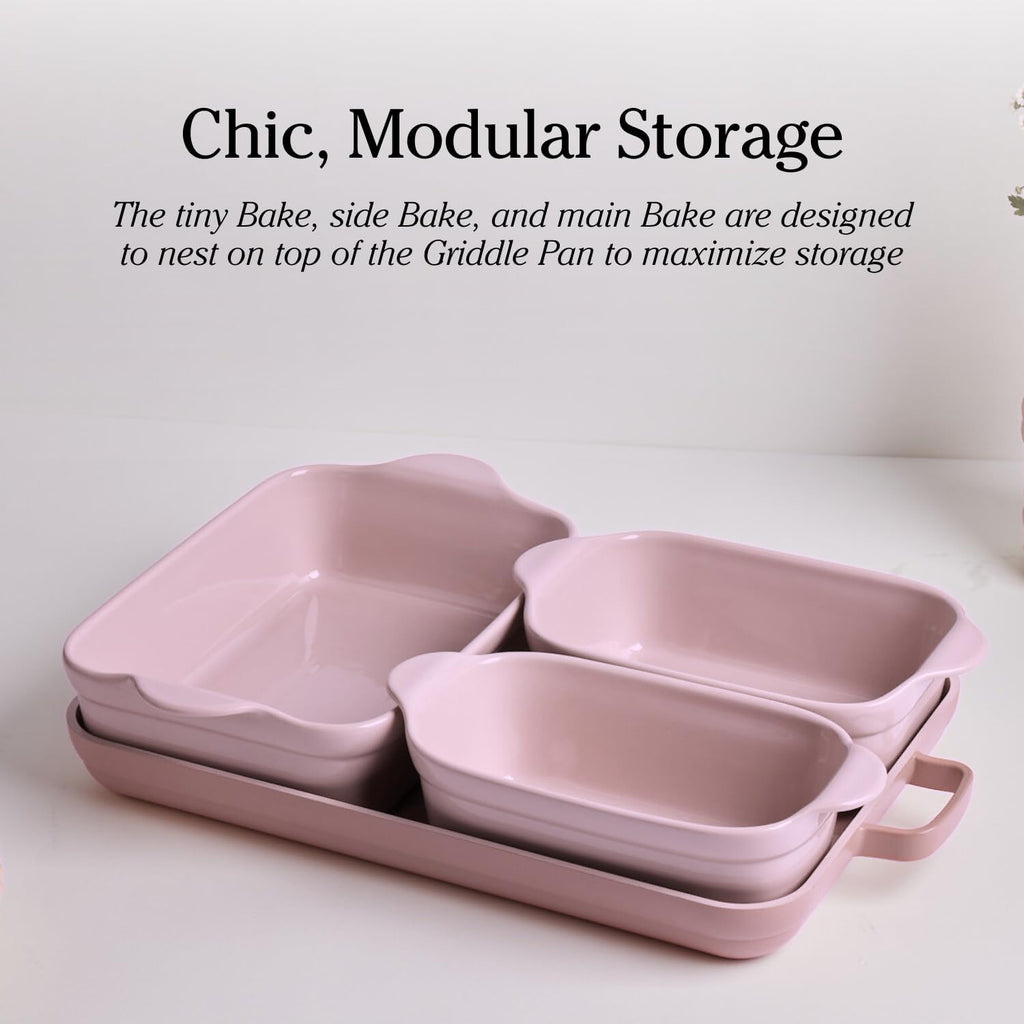 Our Place Bakeware Set | 5-Piece Ceramic Bakeware Collection with Stovetop-to-Oven Griddle Pan | PFAS-Free Non-Toxic Nonstick Pans, Oven Mat & Baking Dishes | Spice