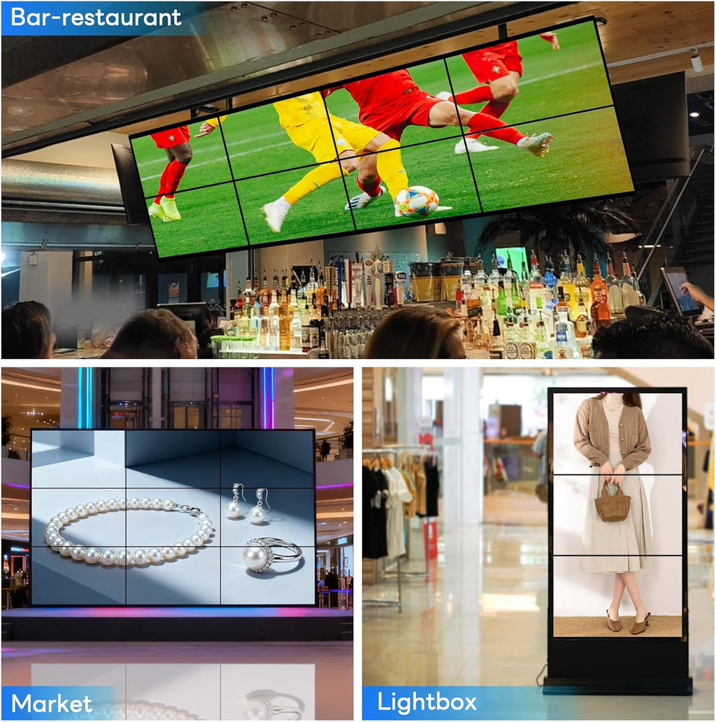 Video Wall Controller, TV Wall Processor 3x3 4K Input & 1080P HDMI Output for 9 TV Splicing Display, 180 Degree Rotate, 14 Splicing Modes 3x3 3x2 2x2 3x1 1x4 2x3 4x2 2x4