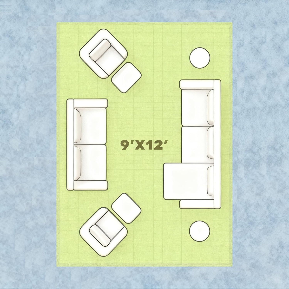 9x12 Rugs for Living Room Washable Green Area Rug