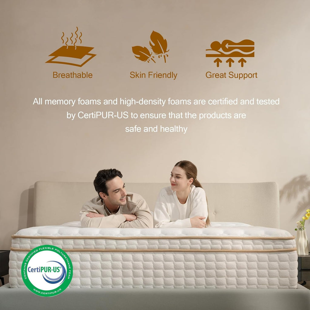 Queen Mattress,12 Inch Queen Size Mattresses in a Box,Medium Firm Queen Hybrid Mattress,with Memory Foam and Individual Pocket Spring for Motion Isolation & Silent Sleep&& Pressure Relief .80" x 60"