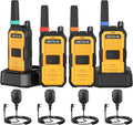 Retevis RB48A Industrial Walkie Talkies with Speaker Mic, IP67 Waterproof Noise Reduction 2 Way Radios Long Range, Oversized Front PTT, Antenna ID Rings, 1000 mW Speaker, 23-Hour Battery(4 Pack)