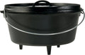 Lodge Seasoned Cast Iron Camp Dutch Oven with Lid - 8 Quart - Dual Handles - Seasoned Cast Iron Cookware with Steel Handle & Strong Lid for Heavy- Duty Camping Cookware