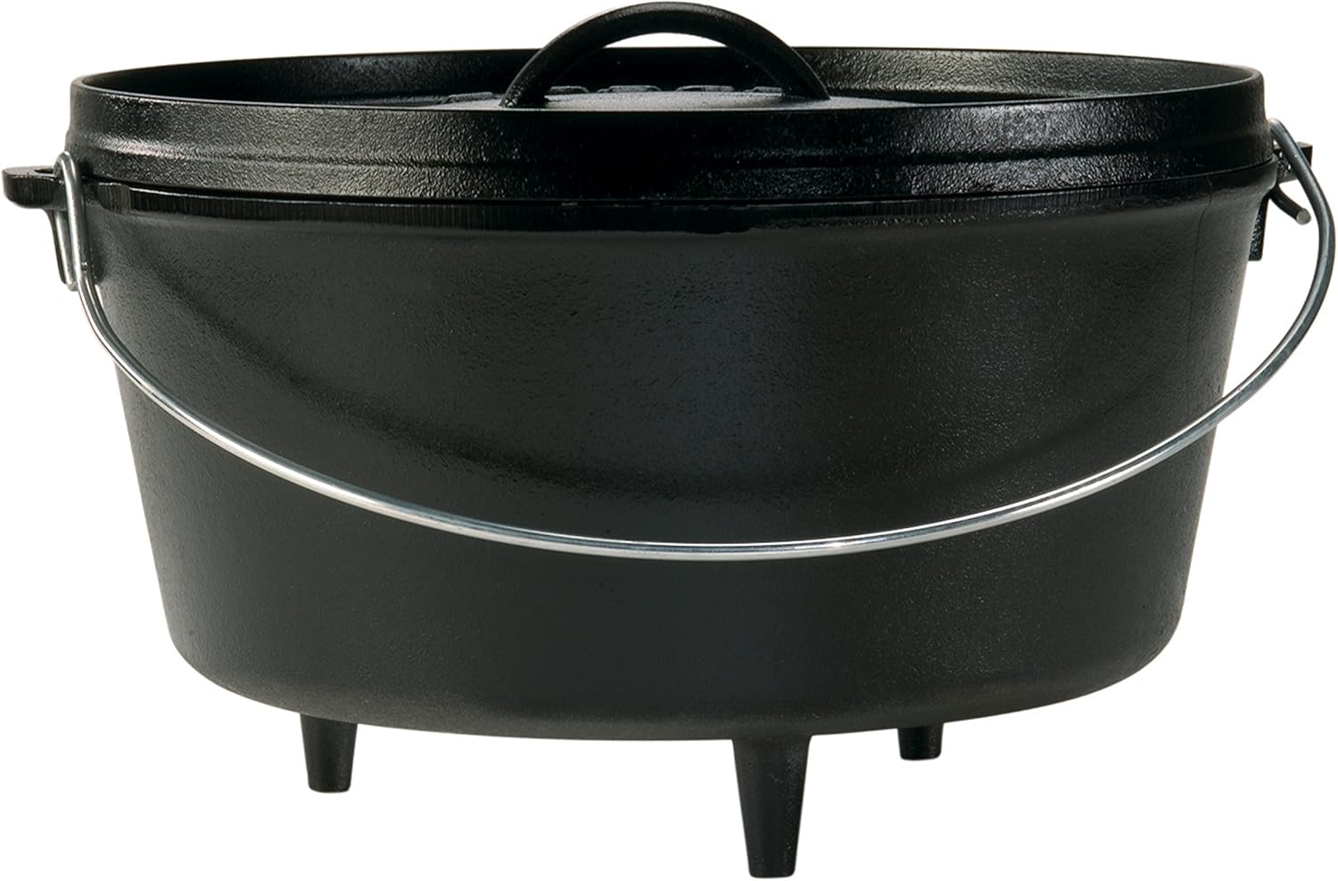 Lodge Seasoned Cast Iron Camp Dutch Oven with Lid - 8 Quart - Dual Handles - Seasoned Cast Iron Cookware with Steel Handle & Strong Lid for Heavy- Duty Camping Cookware