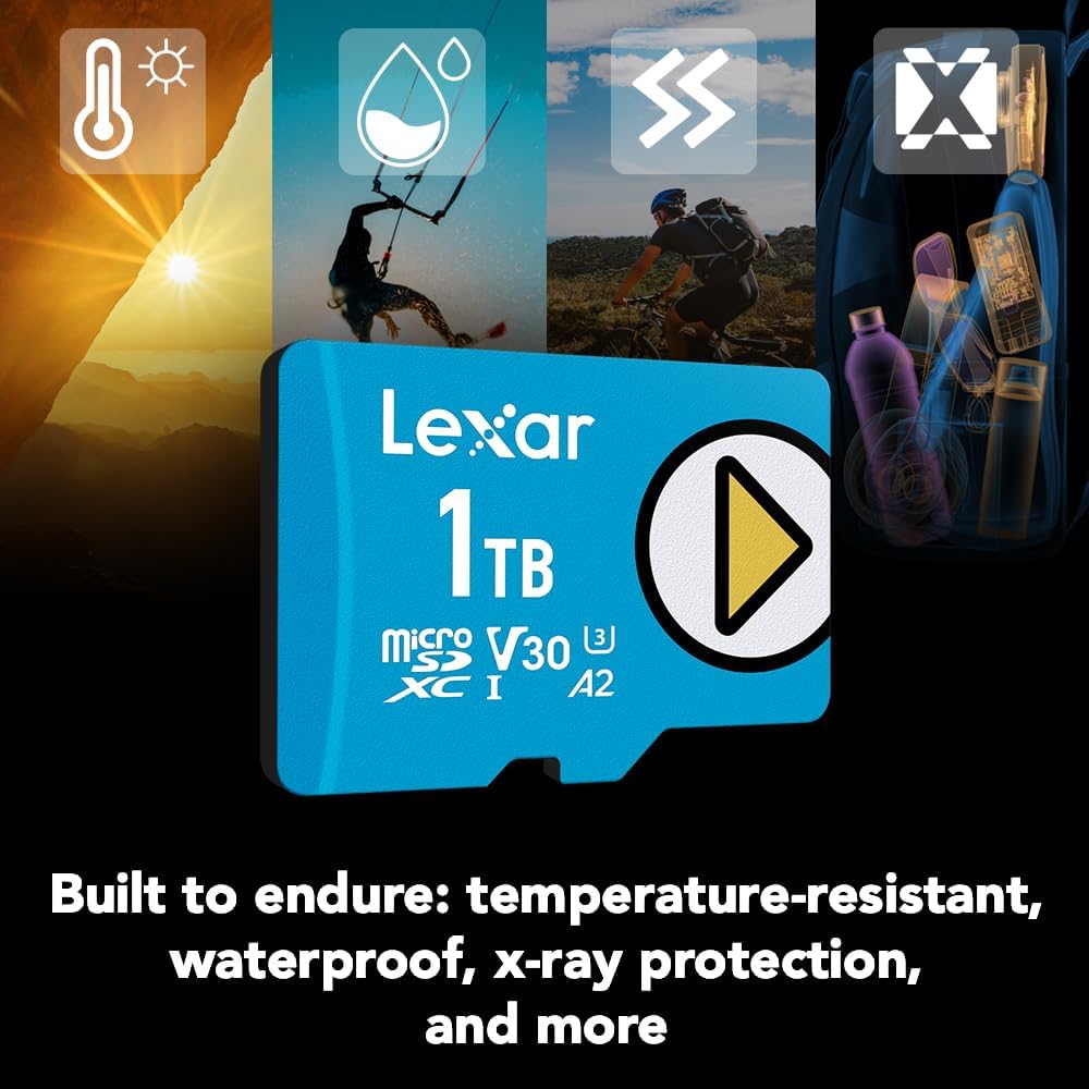 Lexar 1TB Play Blue Micro SD Card, UHS-I, C10, U3, V30, A2, 4K, Up to 160MB/s microSDXC Memory Card, Expanded Storage for Nintendo-Switch 1, Gaming Devices, Smartphones, Tablets (LMSPLBL001T-BNNNU)
